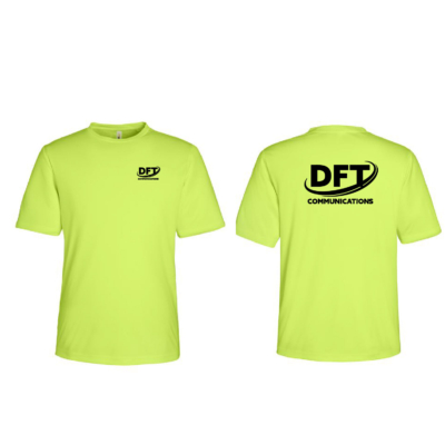 DFT Communications – Moisture Wicking – UPF 50+ Protection Short Sleeve Shirt – PRINTED – Safety Green product image