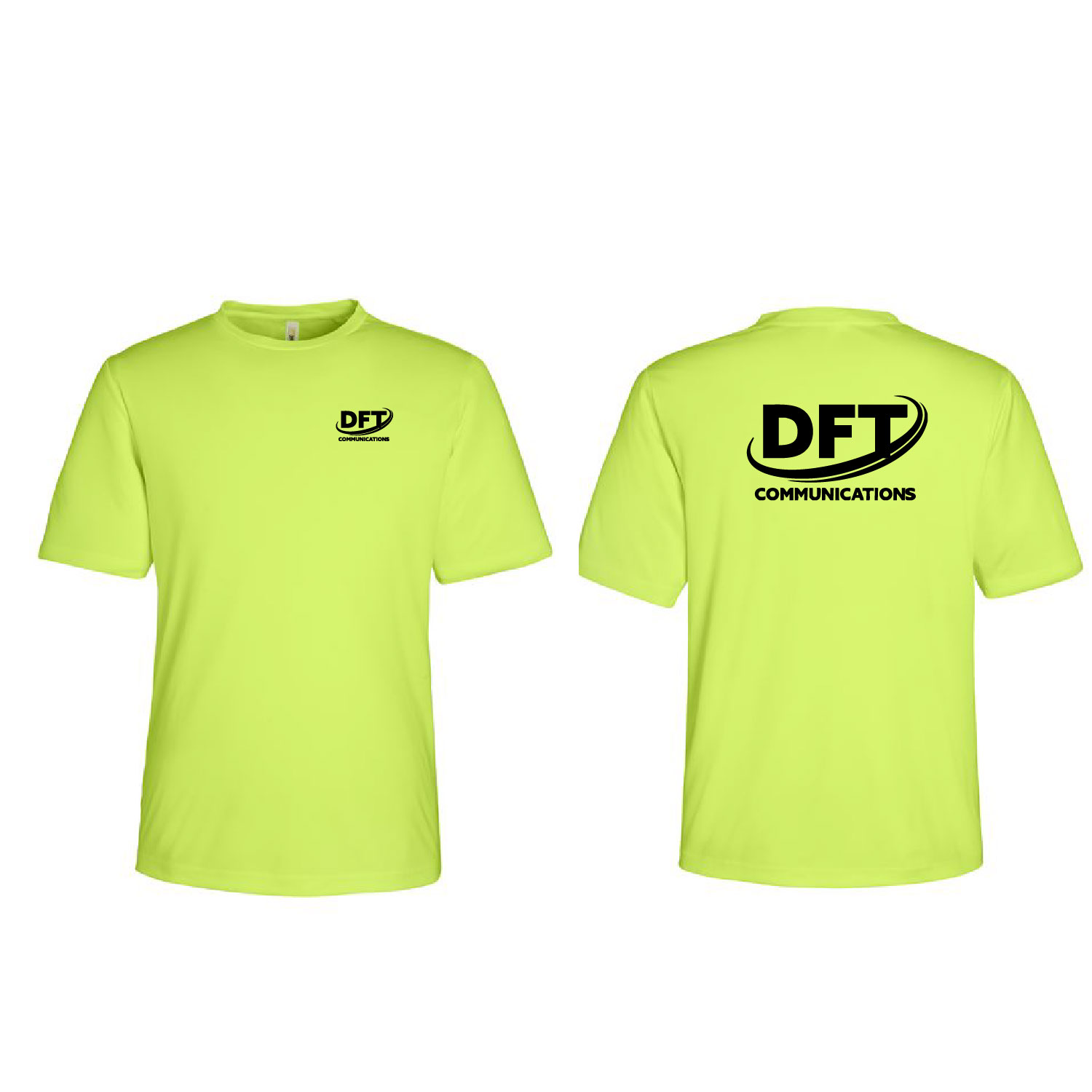 DFT Communications – Moisture Wicking – UPF 50+ Protection Short Sleeve Shirt – PRINTED – Safety Green product image
