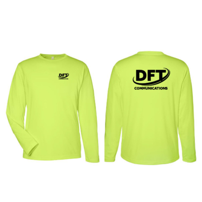 DFT Communications – Moisture Wicking – UPF 50+ Protection Long Sleeve Shirt – PRINTED – Safety Green product image