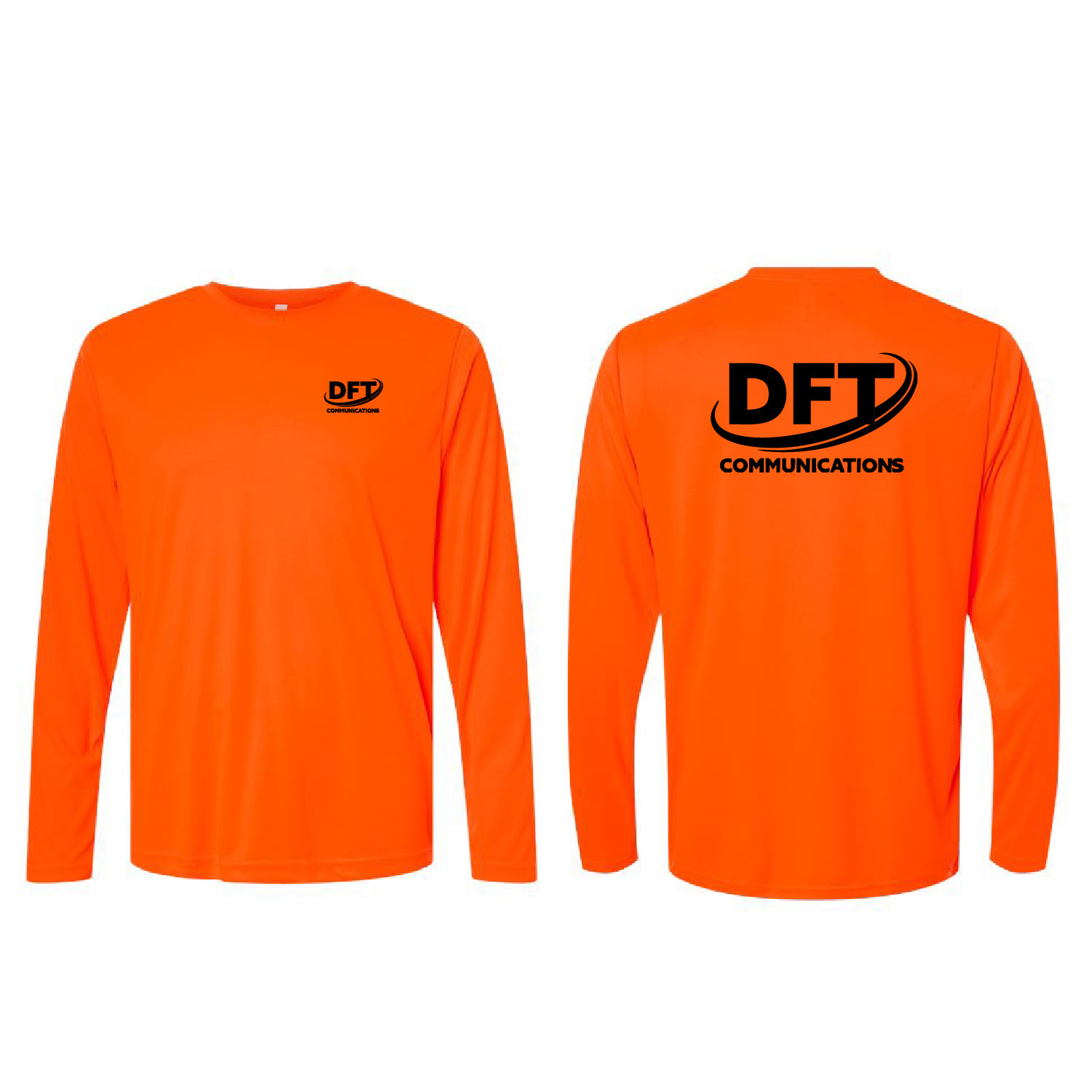 DFT Communications – Moisture Wicking – UPF 50+ Protection Long Sleeve Shirt – PRINTED – Safety Orange product image