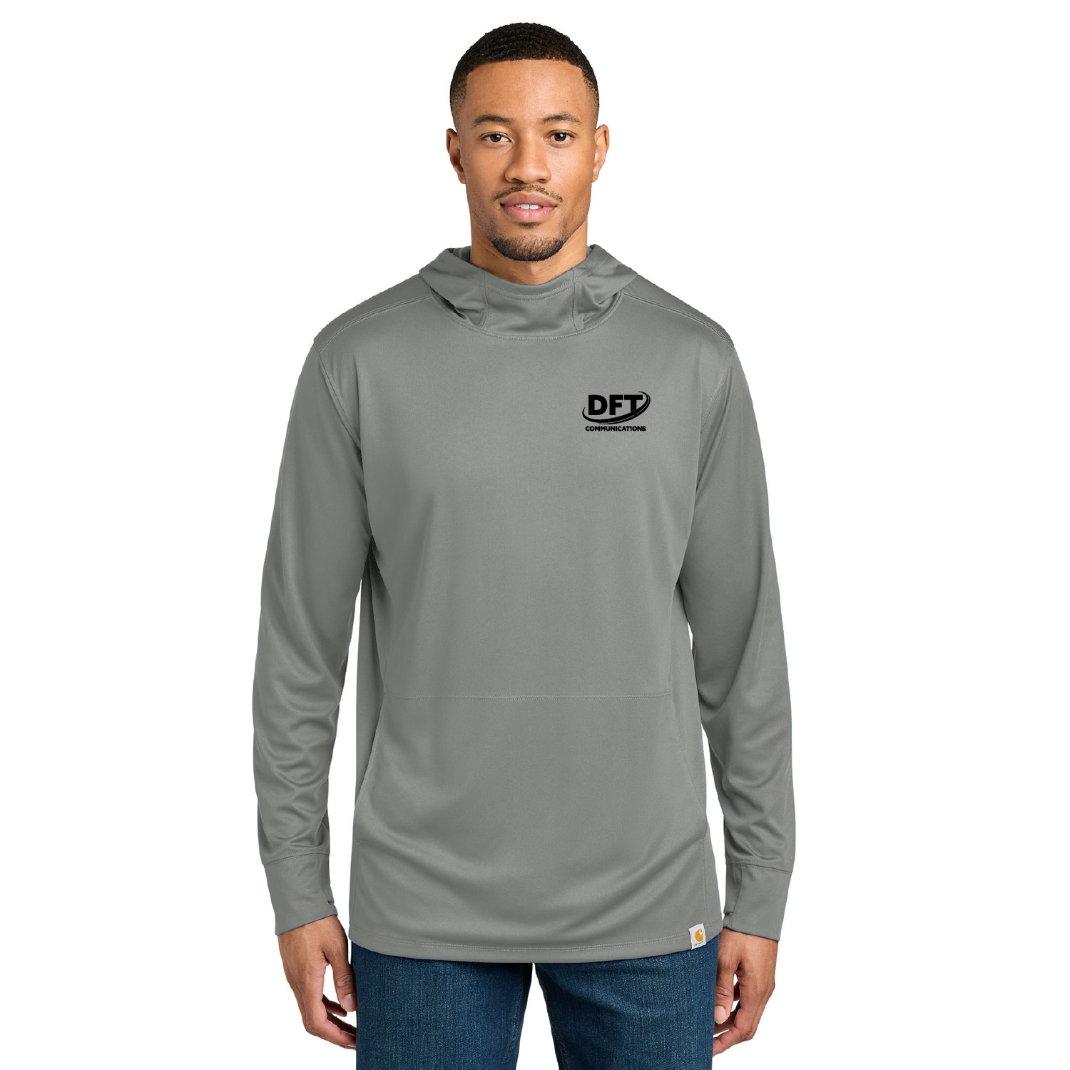 DFT Communications – Carhartt Sun Defender Long Sleeve Hooded Shirt- PRINTED –  Asphalt Gray product image
