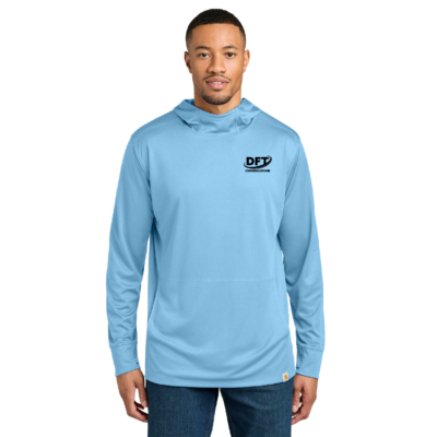 DFT Communications – Carhartt Sun Defender Long Sleeve Hooded Shirt- PRINTED – Fresh Water Blue product image