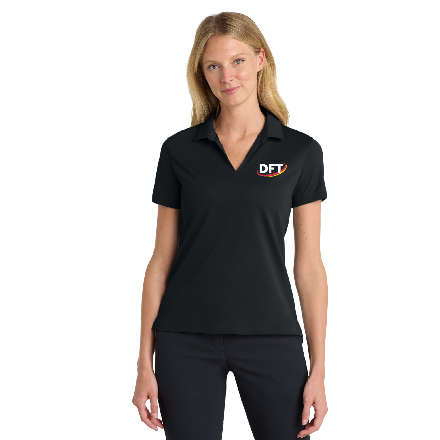 DFT Communications – Ladies Nike Dri-FIT Micro Pique 2.0 Polo – EMBROIDERED – Black product image