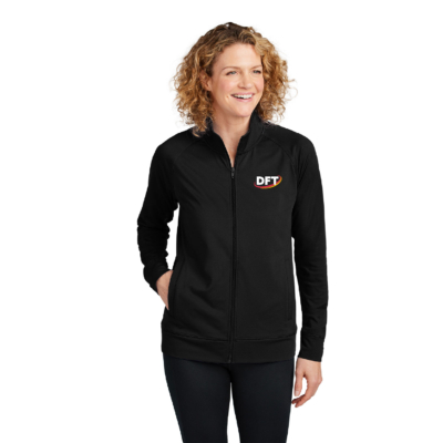 DFT Communications – Ladies Full ZIp Cadet Jacket – EMBROIDERED – Black product image
