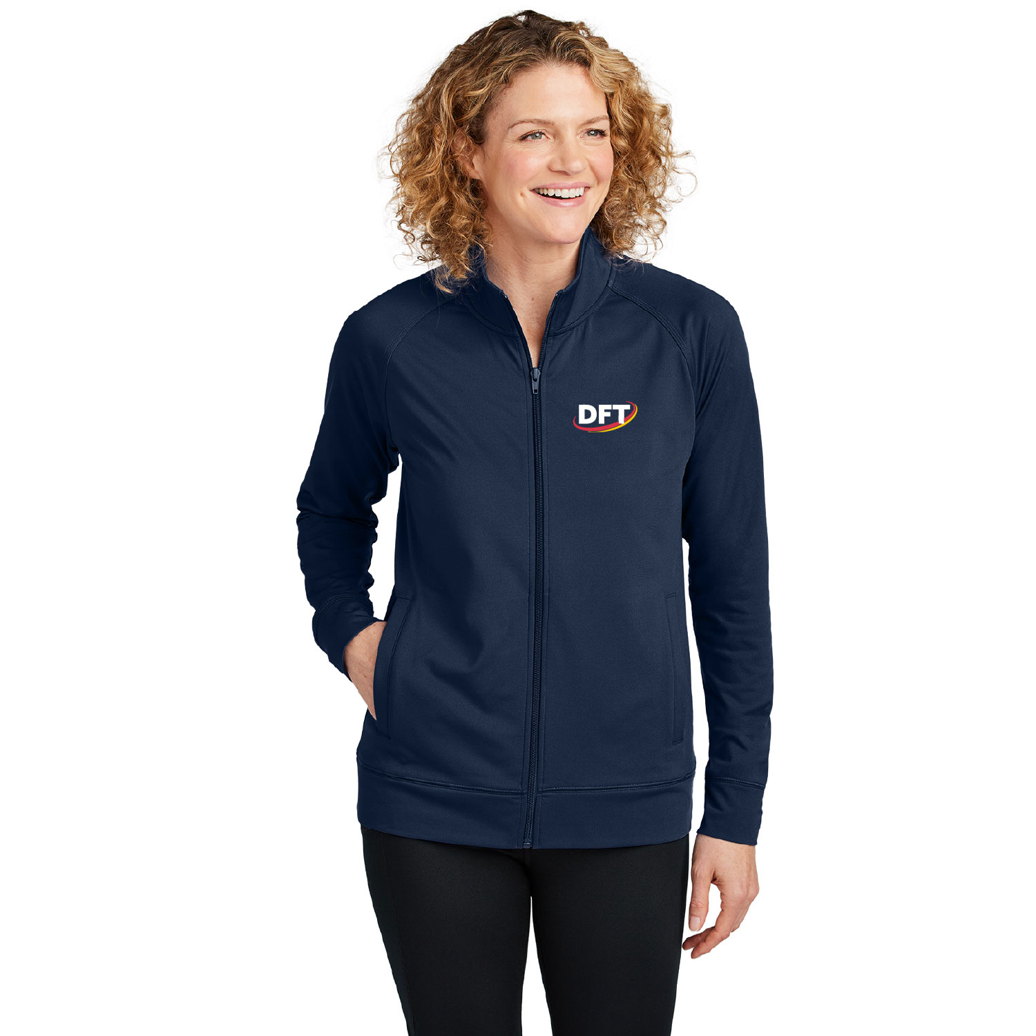 DFT Communications – Ladies Full ZIp Cadet Jacket – EMBROIDERED  – True Navy product image