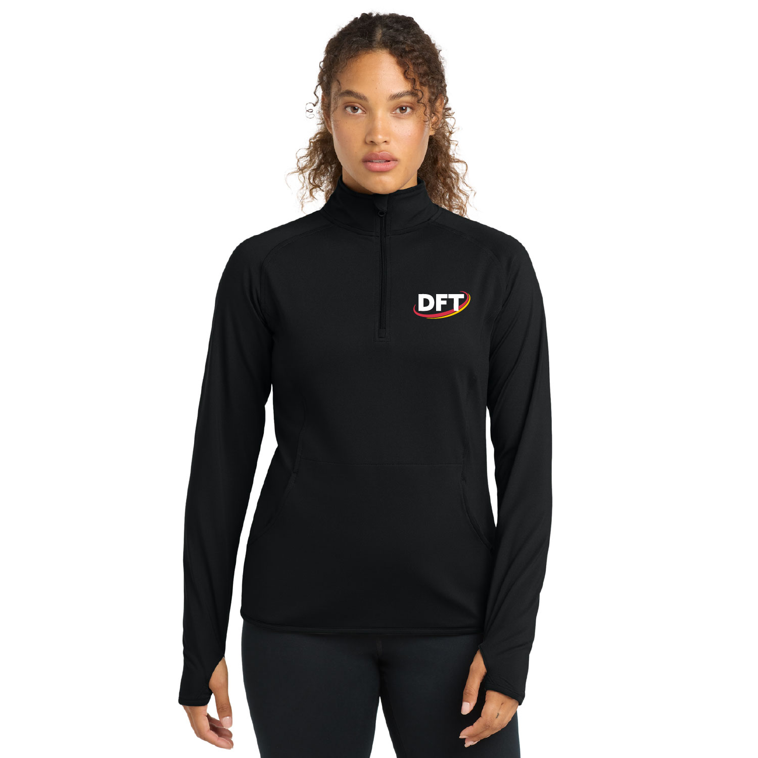DFT Communications – Ladies Quarter Zip – EMBROIDERED – Black product image