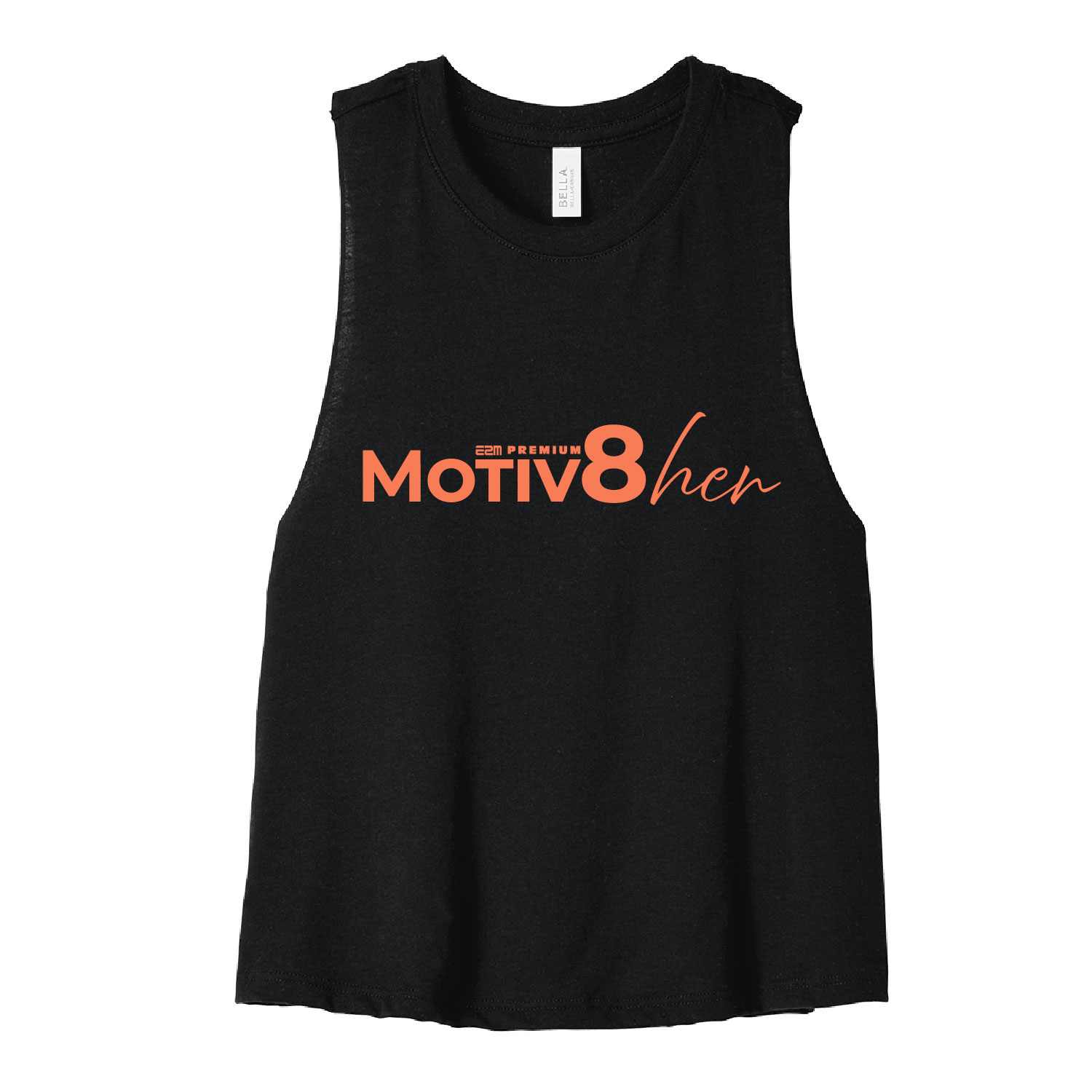 E2M ___ Motiv8her __ Bella Racerback Crop Tank –Black product image