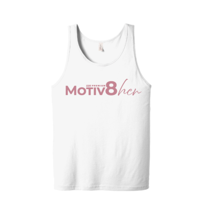 E2M ___ Motiv8her __ Bella Unisex Tank – White
