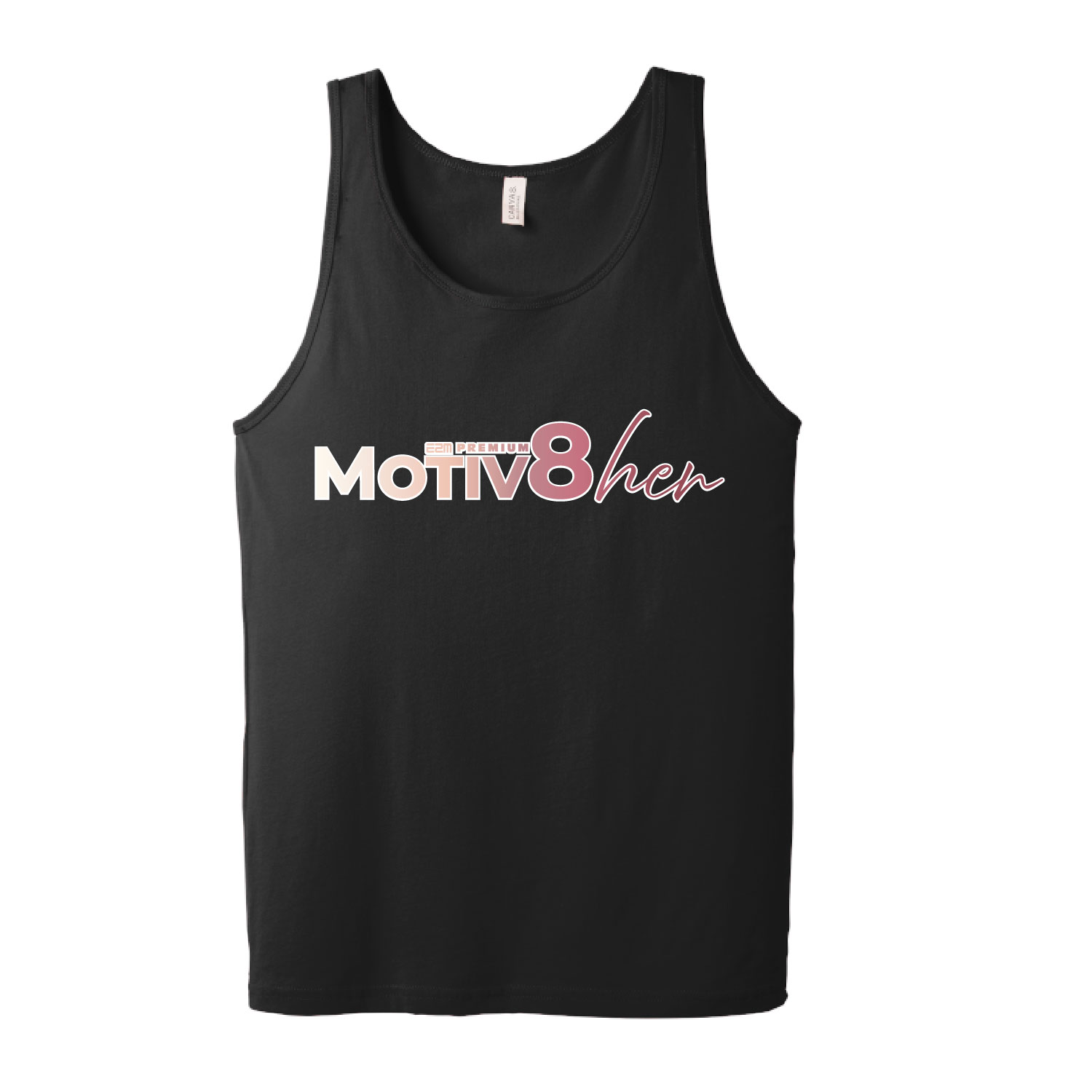 E2M ___ Motiv8her __ Bella Unisex Tank – Black - Image 2