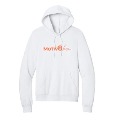 E2M ___ Motiv8her __ Bella Fleece Hooded Sweatshirt – White product image