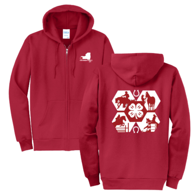 Horse Program 4H – Full Zip Cotton Hooded Sweatshirt – Red product image