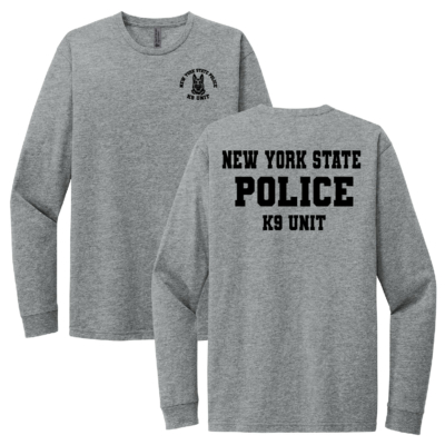 NYS Police K-9 Unit – Next Level Ringspun Cotton Long Sleeve Shirt – Dark Heather Gray product image