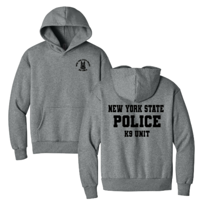NYS Police K-9 Unit – Next Level Cotton Hooded Sweatshirt – Heather Gray product image