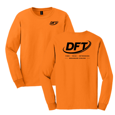 DFT Communications – Gildan Long Sleeve Cotton Shirt – PRINTED – Safety Orange product image