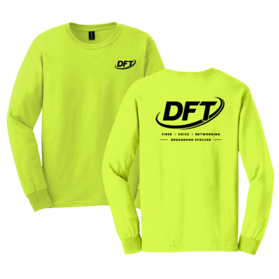 DFT Communications – Gildan Long Sleeve Cotton Shirt – PRINTED –  Safety Green product image