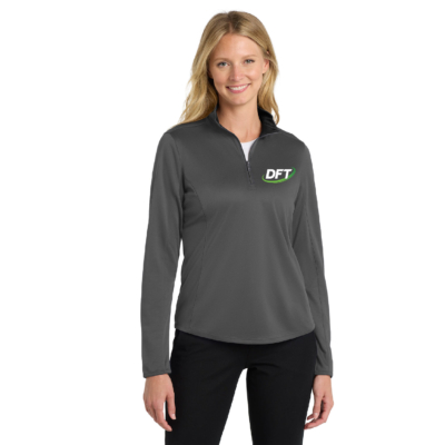 DFT Communications – Ladies Silk Touch Performance Quarter Zip – EMBROIDERED – Steel Gray/Black product image