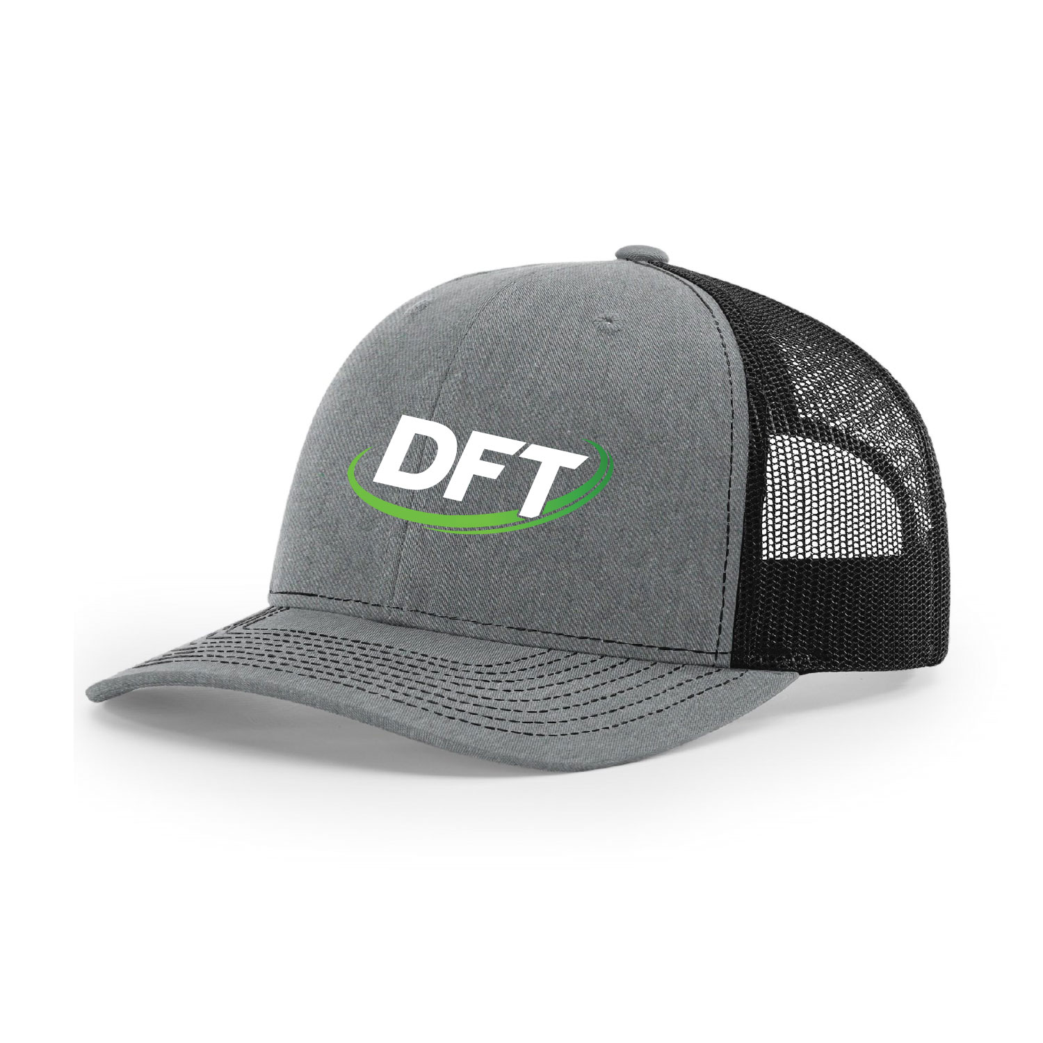 DFT Communications – Richardson Mesh Back Trucker Cap – Heather Gray/Black – EMBROIDERED product image
