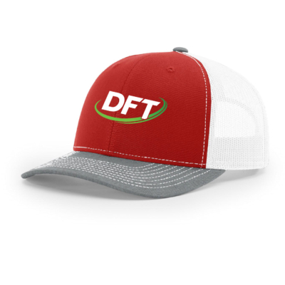 DFT Communications – Richardson Mesh Back Trucker Cap – Red/White/Heather Gray – EMBROIDERED product image