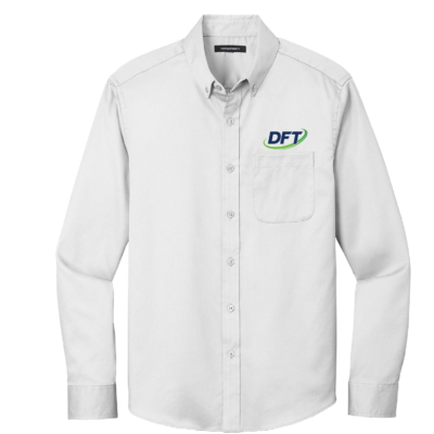 DFT Communications – Long Sleeve SuperPro Twill Shirt – EMBROIDERED – White product image