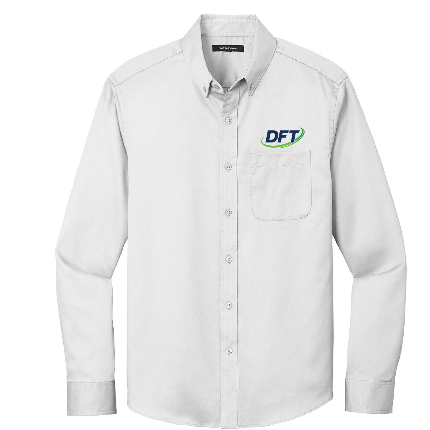 DFT Communications – Long Sleeve SuperPro Twill Shirt – EMBROIDERED – White product image