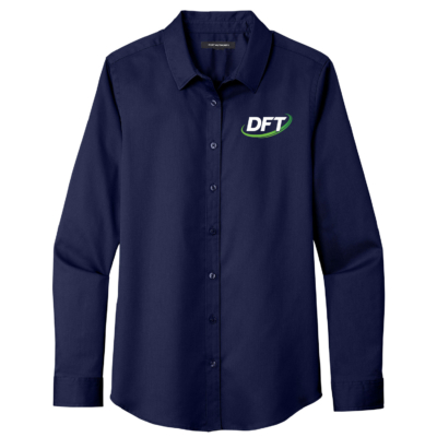 DFT Communications – Long Sleeve SuperPro Twill Shirt – Ladies – EMBROIDERED – True Navy product image