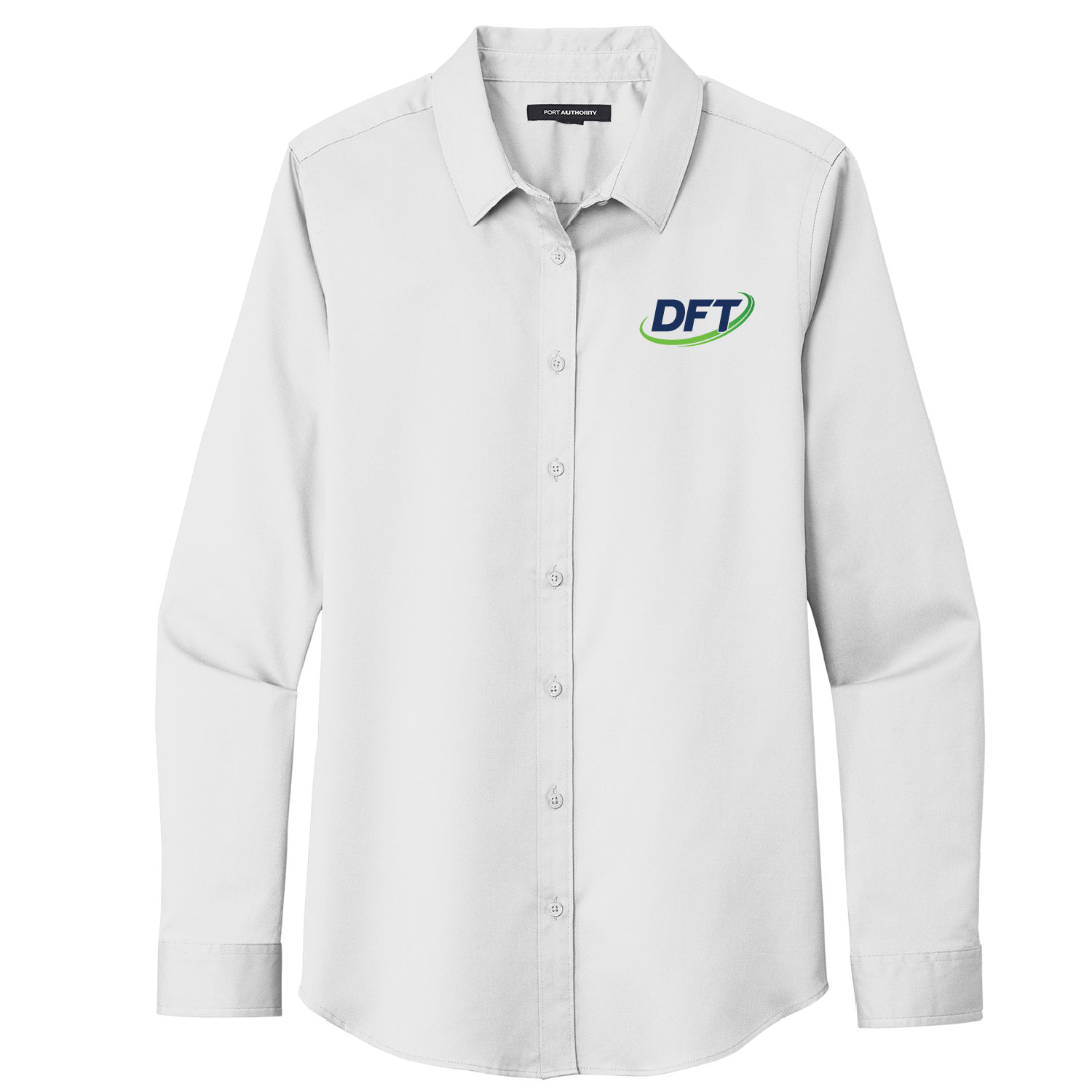 DFT Communications – Long Sleeve SuperPro Twill Shirt – Ladies – EMBROIDERED – White product image