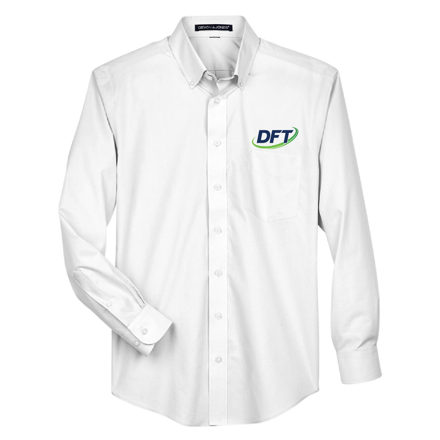 DFT Communications - Devon & Jones Woven Dress Shirt- EMBROIDERED - White