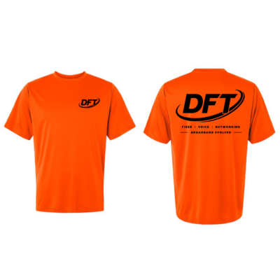 DFT Communications – Moisture Wicking – UPF 50+ Protection Short Sleeve Shirt – PRINTED – Safety Orange product image