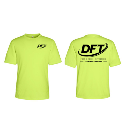 DFT Communications – Moisture Wicking – UPF 50+ Protection Short Sleeve Shirt – PRINTED – Safety Green product image