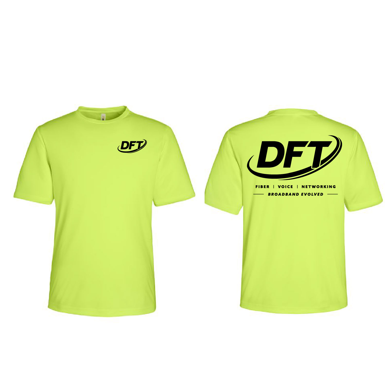 DFT Communications – Moisture Wicking – UPF 50+ Protection Short Sleeve Shirt – PRINTED – Safety Green product image