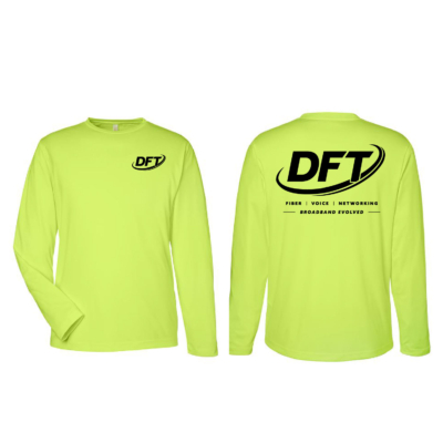 DFT Communications – Moisture Wicking – UPF 50+ Protection Long Sleeve Shirt – PRINTED – Safety Green product image