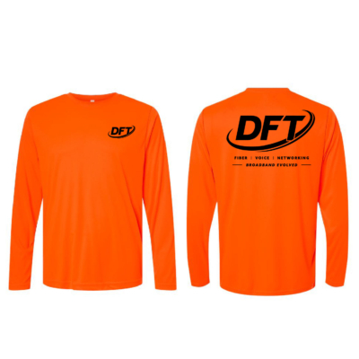 DFT Communications – Moisture Wicking – UPF 50+ Protection Long Sleeve Shirt – PRINTED – Safety Orange product image