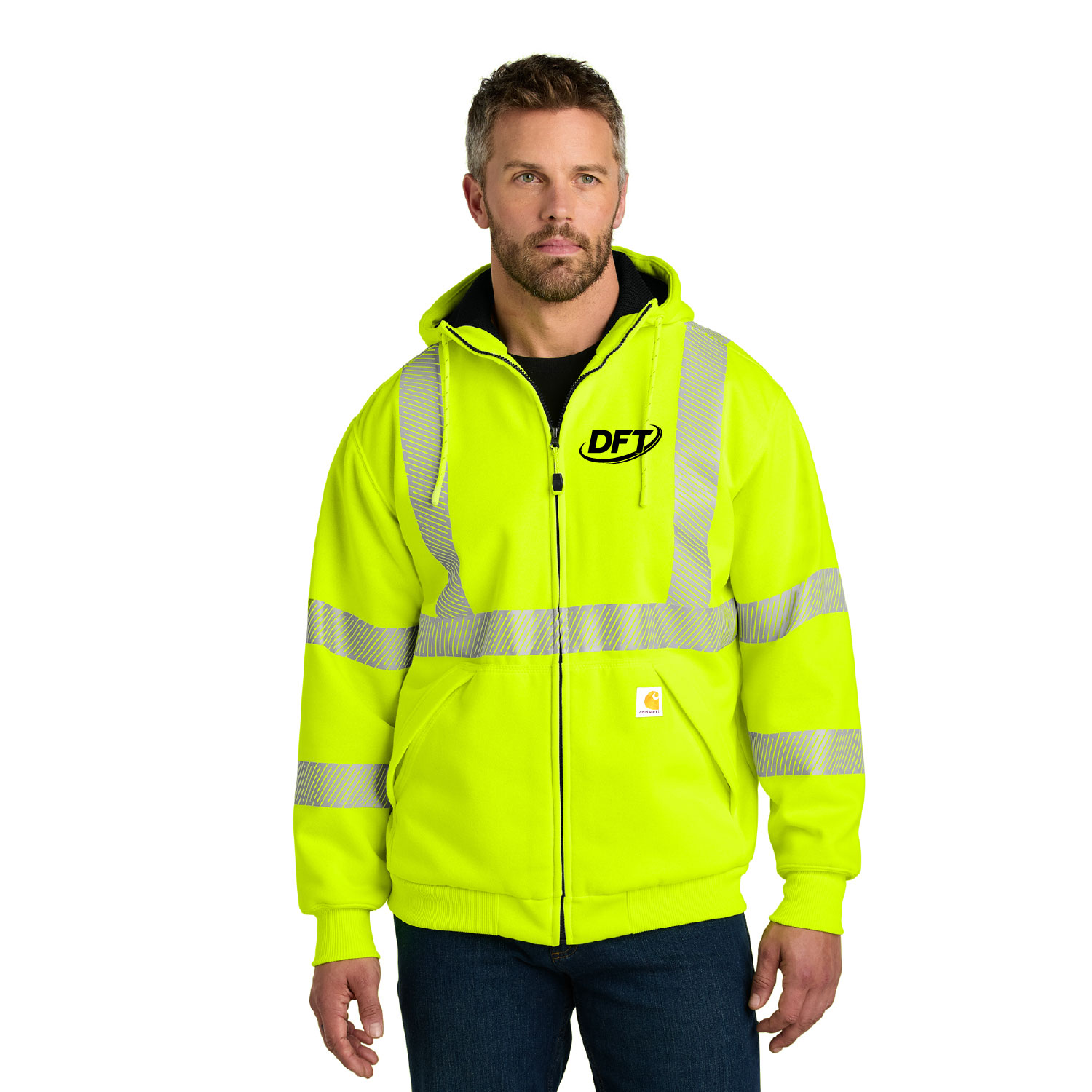 DFT Communications – Carhartt ANSI 107 Class 3 Lined Full Zip Sweatshirt – PRINTED –  Brite Lime product image