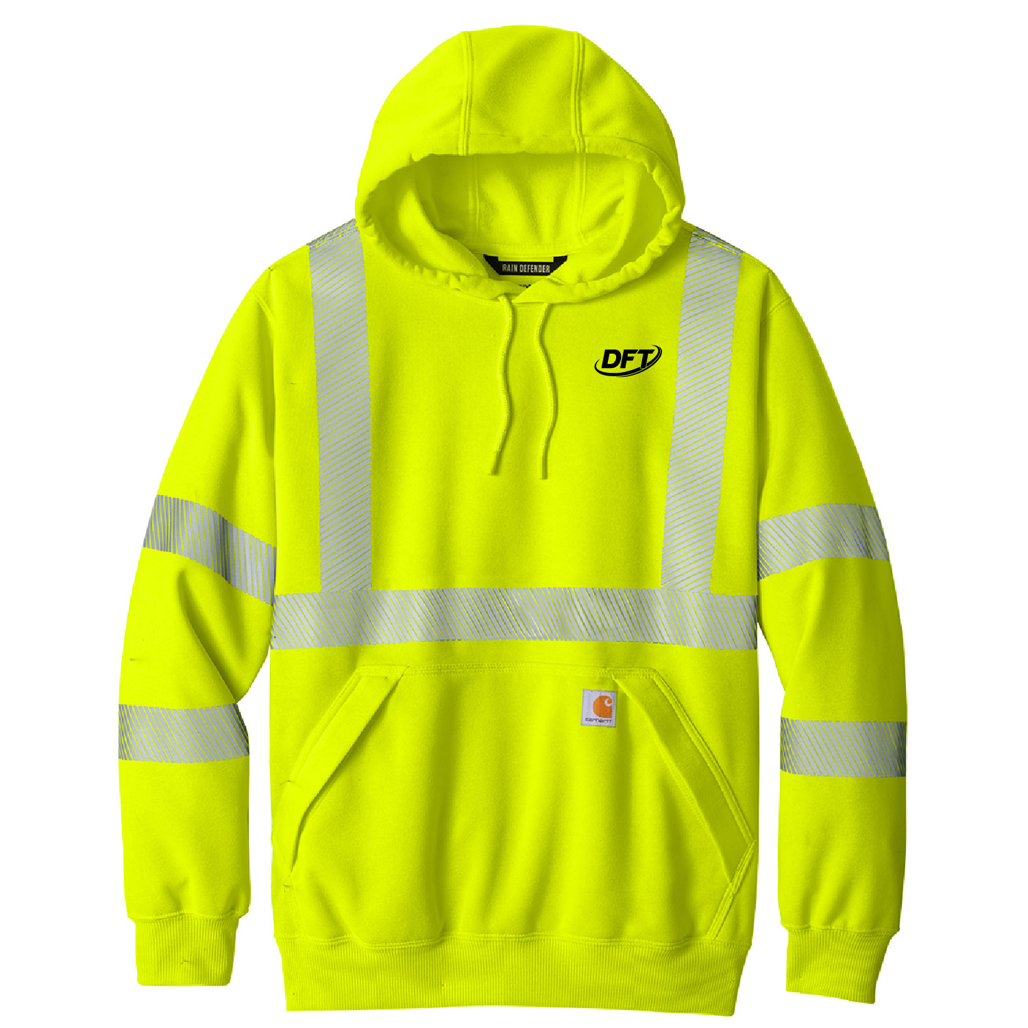 DFT Communications - Carhartt Reflective ANSI Class 3 Hooded Sweatshirt- PRINTED - Brite Lime - Image 3