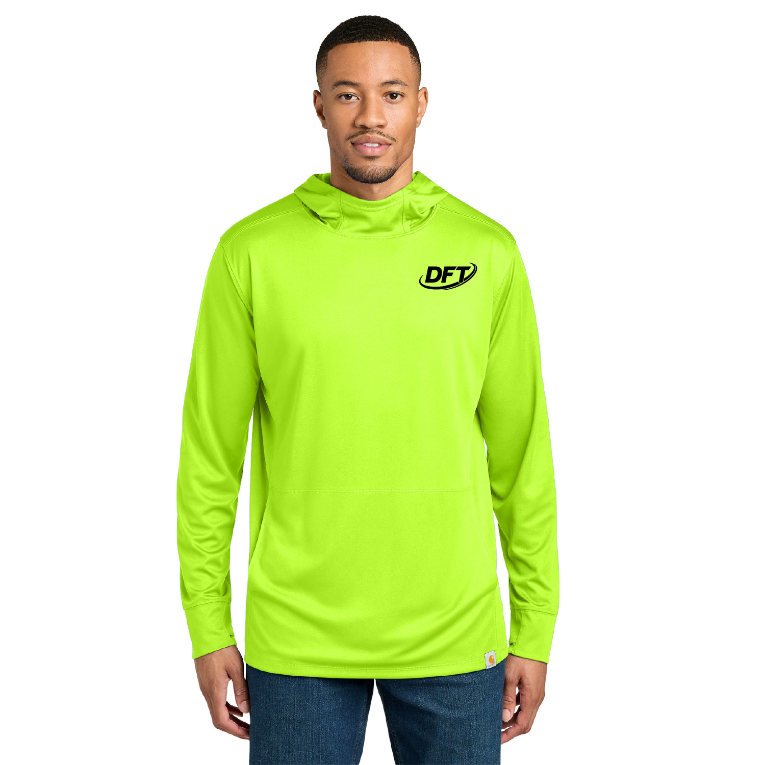 DFT Communications – Carhartt Sun Defender Long Sleeve Hooded Shirt- PRINTED – Brite Lime product image