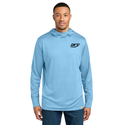DFT Communications – Carhartt Sun Defender Long Sleeve Hooded Shirt- PRINTED – Fresh Water Blue product image