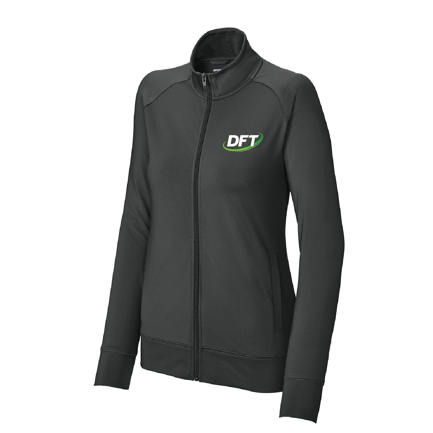 DFT Communications - Ladies Full ZIp Cadet Jacket - EMBROIDERED - Charcoal Gray - Image 2