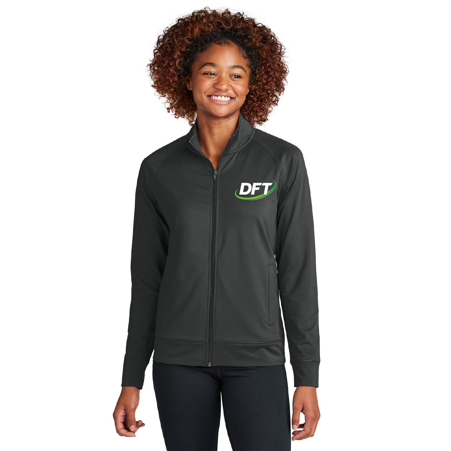 DFT Communications – Ladies Full ZIp Cadet Jacket – EMBROIDERED  – Charcoal Gray product image