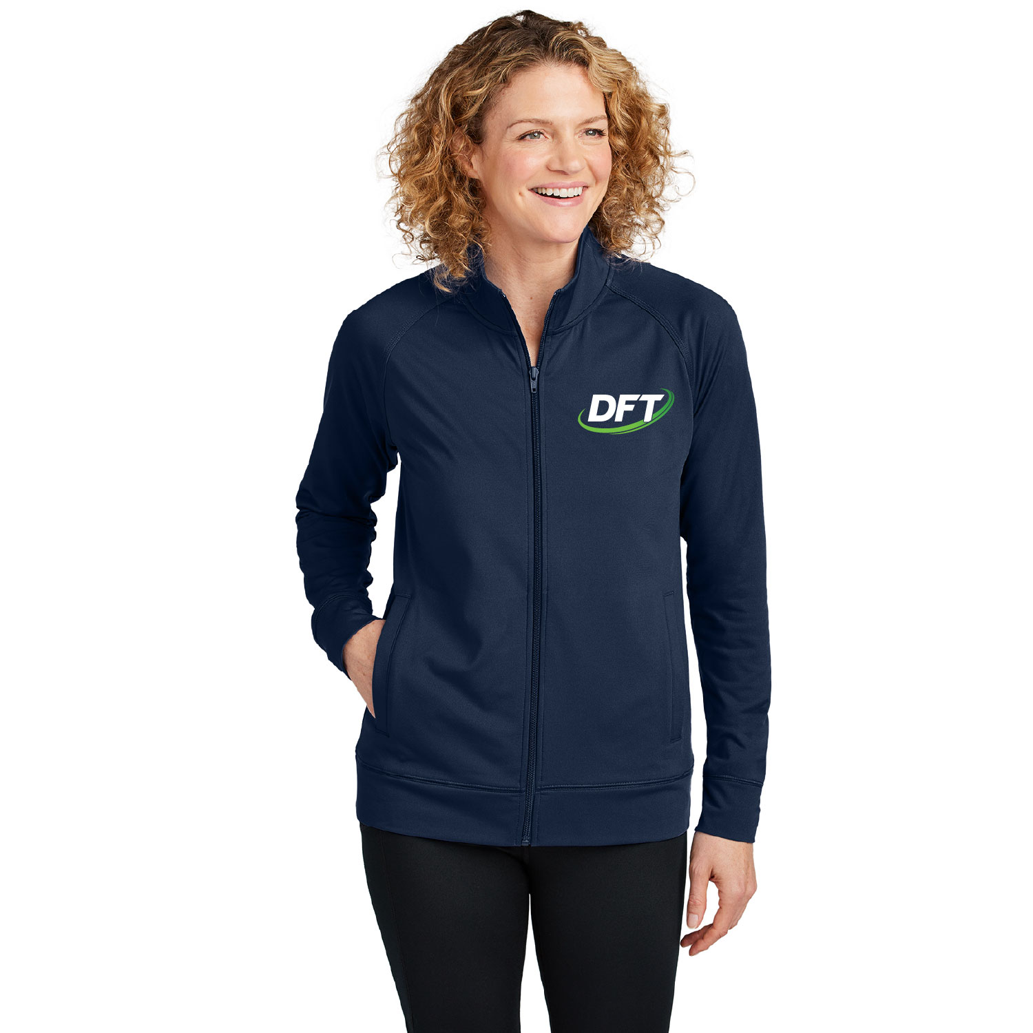 DFT Communications – Ladies Full ZIp Cadet Jacket – EMBROIDERED  – True Navy product image