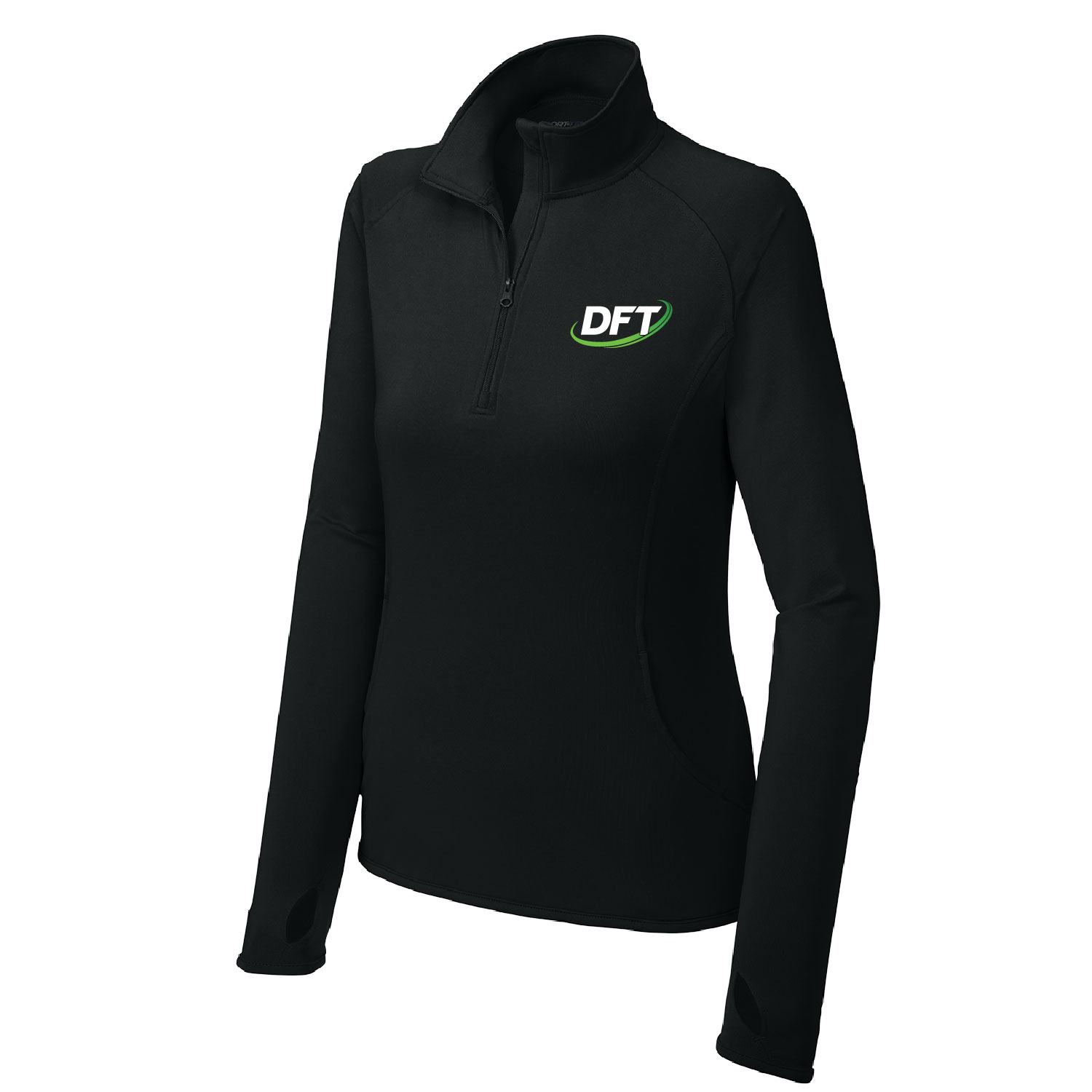 DFT Communications - Ladies Quarter Zip - EMBROIDERED - Black - Image 2