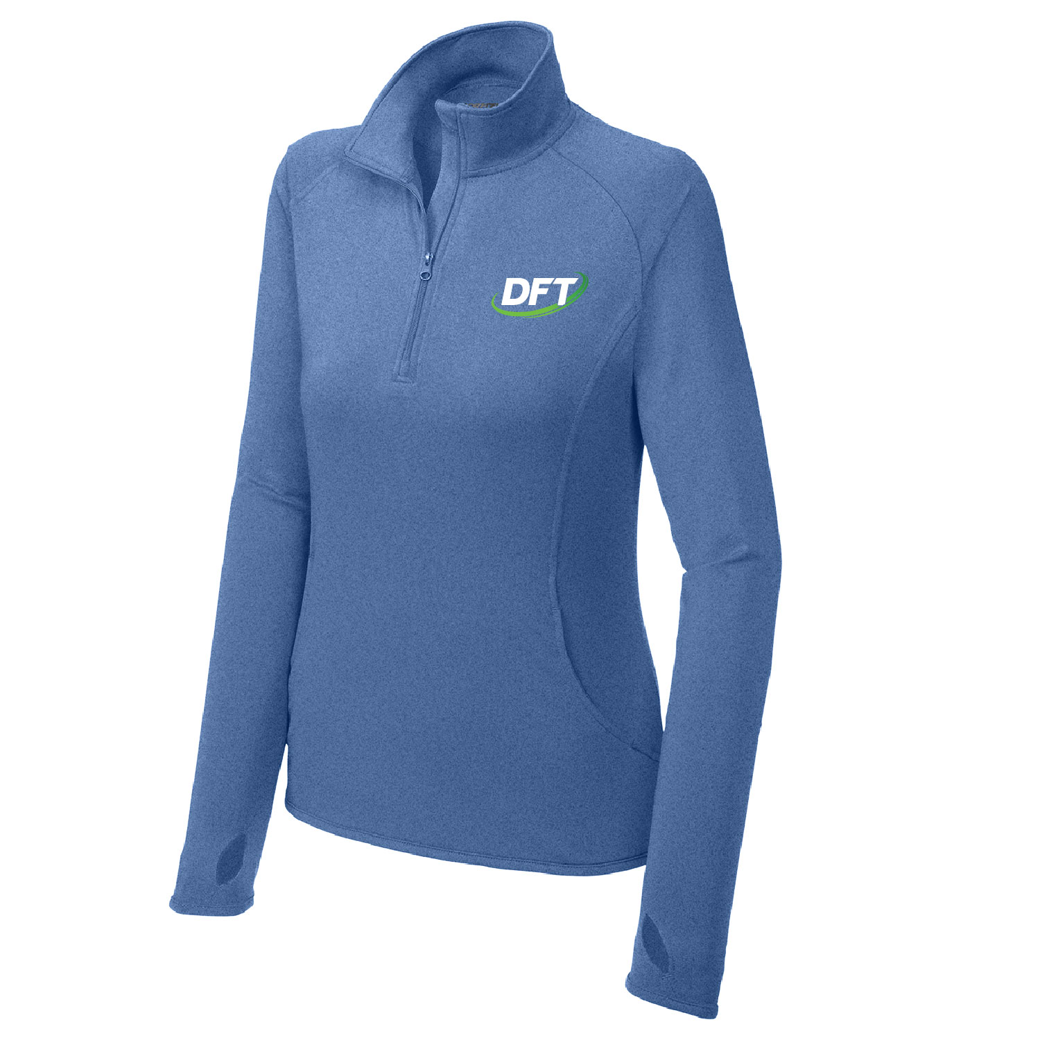 DFT Communications - Ladies Quarter Zip - EMBROIDERED - True Royal Heather - Image 2