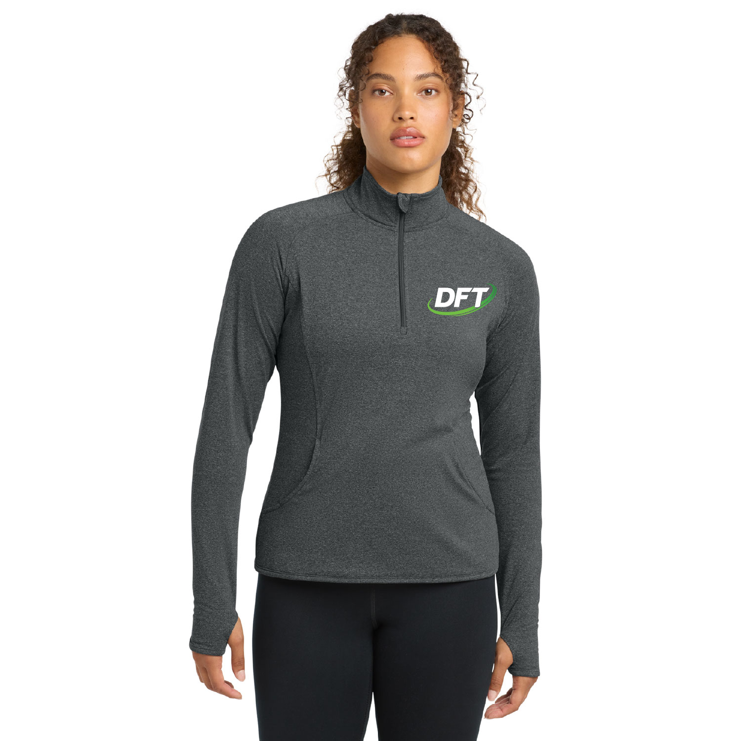DFT Communications – Ladies Quarter Zip – EMBROIDERED – Charcoal Gray Heather product image