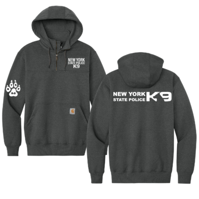 NYS Police K-9 Unit –  Carhartt Rain Defender Heavyweight Hooded 1/4 Zip Mock Sweatshirt – Carbon Heather product image