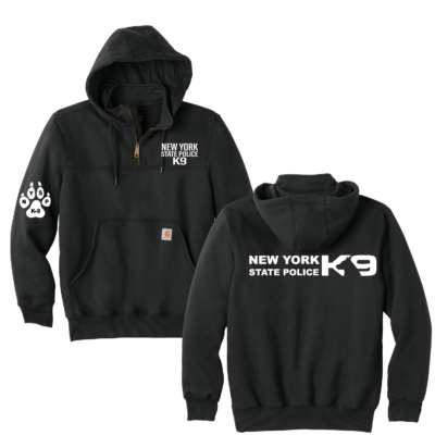 NYS Police K-9 Unit –  Carhartt Rain Defender Heavyweight Hooded 1/4 Zip Mock Sweatshirt – Black product image